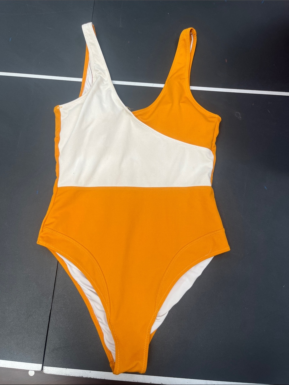 One-Piece Swimsuit in Orange and White